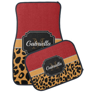 Cute Leopard Print Car Floor Mat