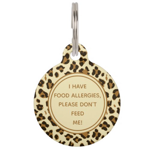 Cute Leopard Print _ Food Allergies Medical Alert Pet ID Tag