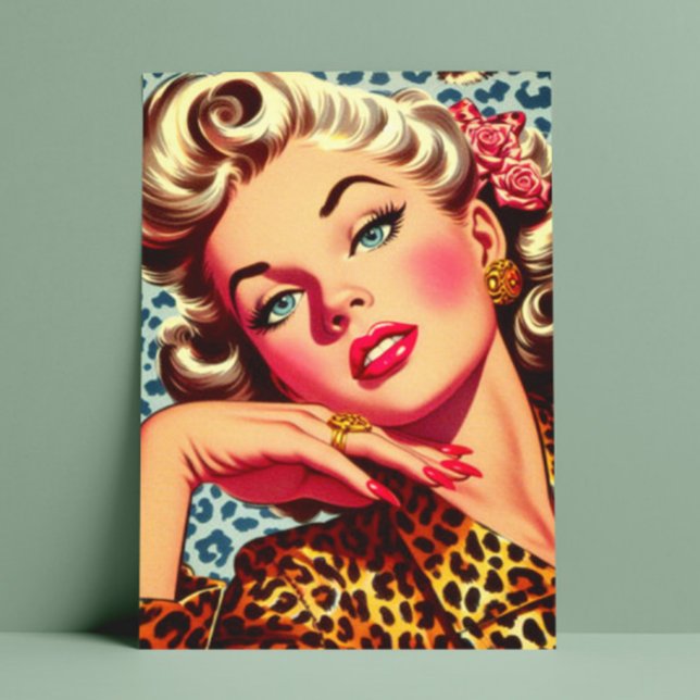 Cute Leopard Print Girl Postcard (Creator Uploaded)
