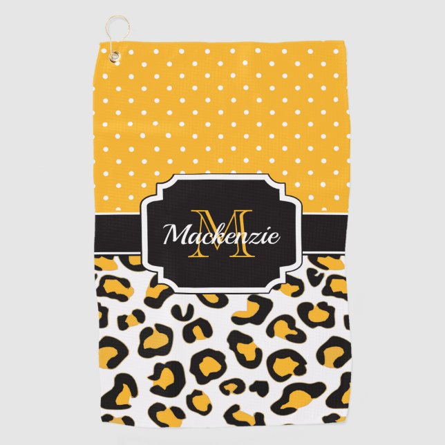 Cute Leopard Print Golf Towel (Front)