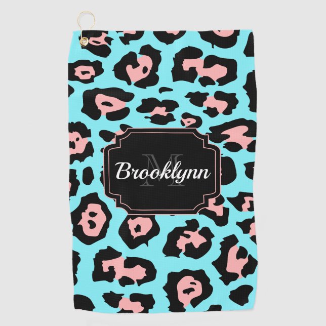 Cute Leopard Print Golf Towel (Front)