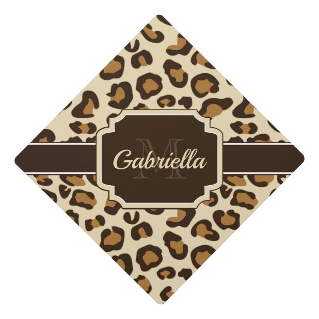 Cute Leopard Print Graduation Cap Topper (Front)
