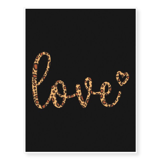 Cute Leopard Print Heart Matching Valentine's Day Temporary Tattoos (Front)