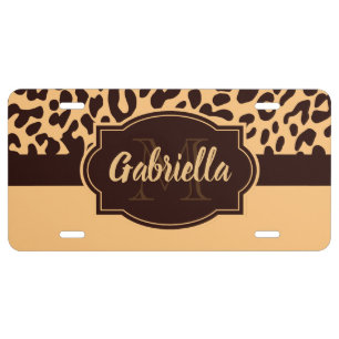 Cute Leopard Print License Plate