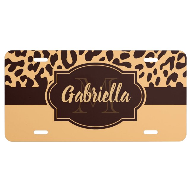 Cute Leopard Print License Plate (Front)