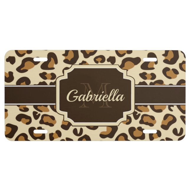 Cute Leopard Print License Plate (Front)