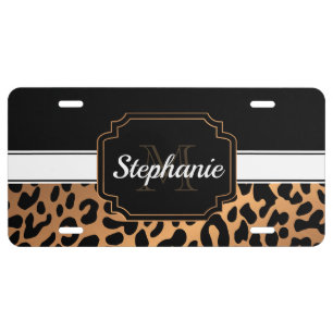 Cute Leopard Print License Plate
