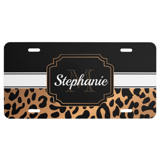 Cute Leopard Print License Plate (Front)