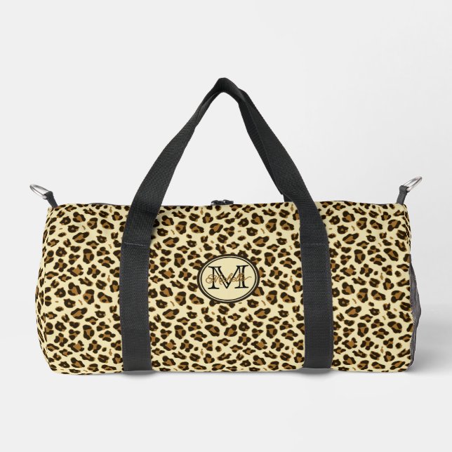 Cute Leopard Print  | Monogrammed Duffle Bag (Front)