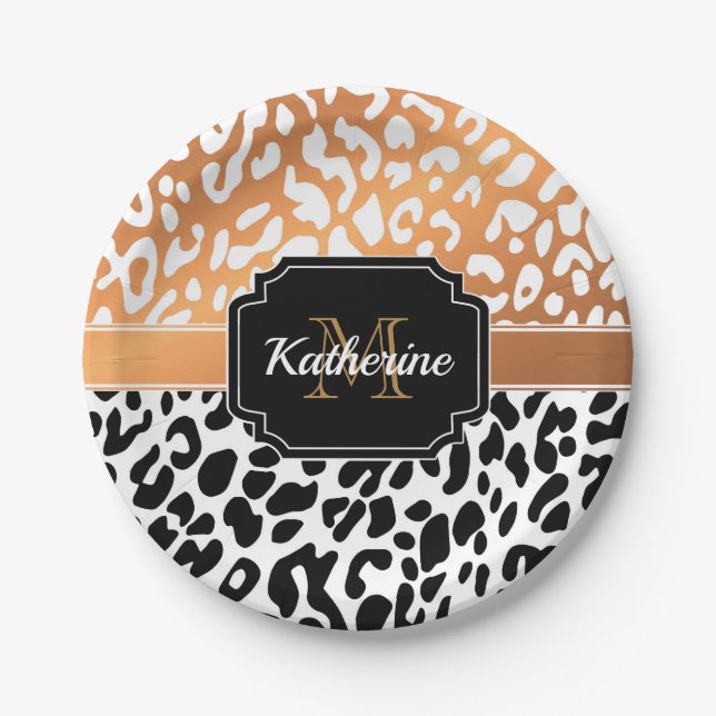 Cute Leopard Print Paper Plates (Front)