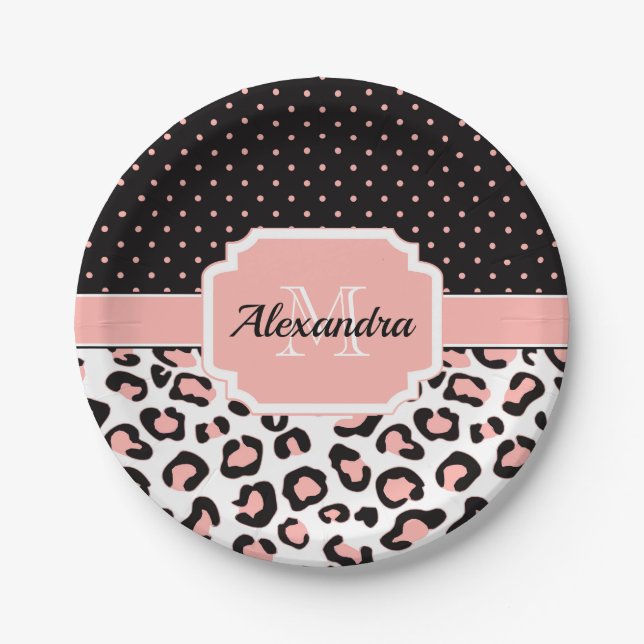 Cute Leopard Print Paper Plates (Front)