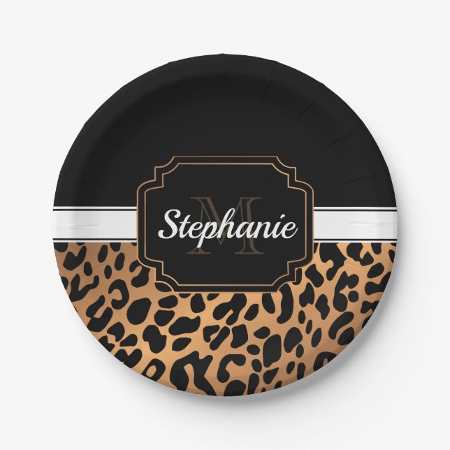 Cute Leopard Print Paper Plates (Front)