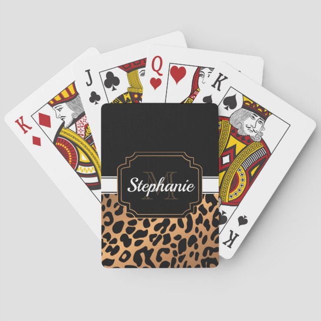 Cute Leopard Print Poker Cards (Back)