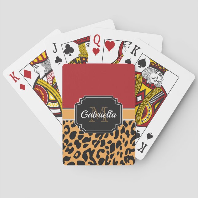 Cute Leopard Print Poker Cards (Back)