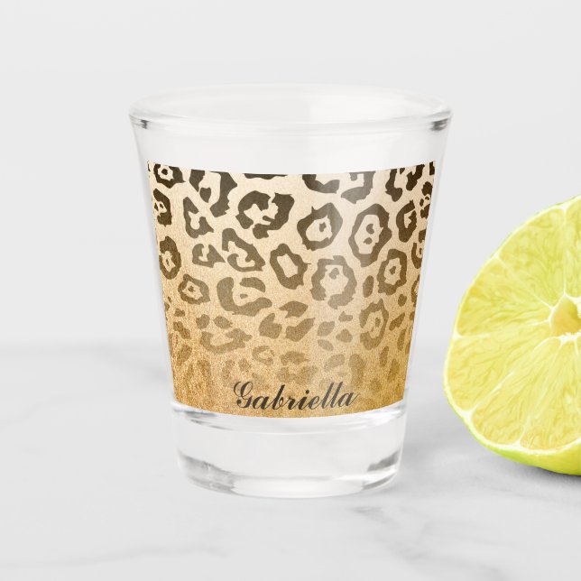 Cute Leopard Print Shot Glass (Front)