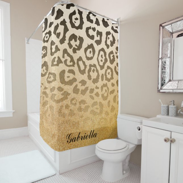 Cute Leopard Print Shower Curtain (In Situ)