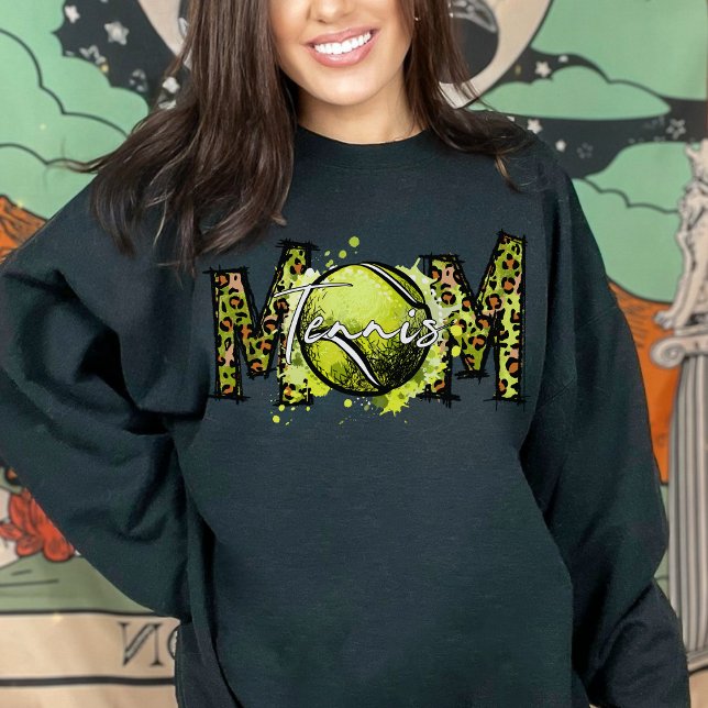 Cute Leopard Print Tennis Mom  Sweatshirt (Creator Uploaded)