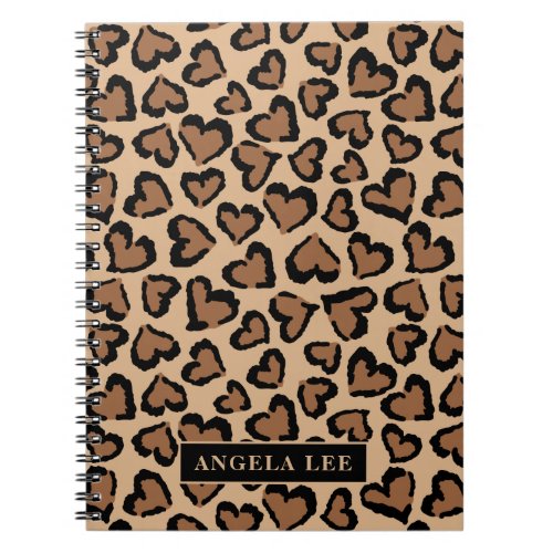 Cute Leopard Print with Custom Name Notebook