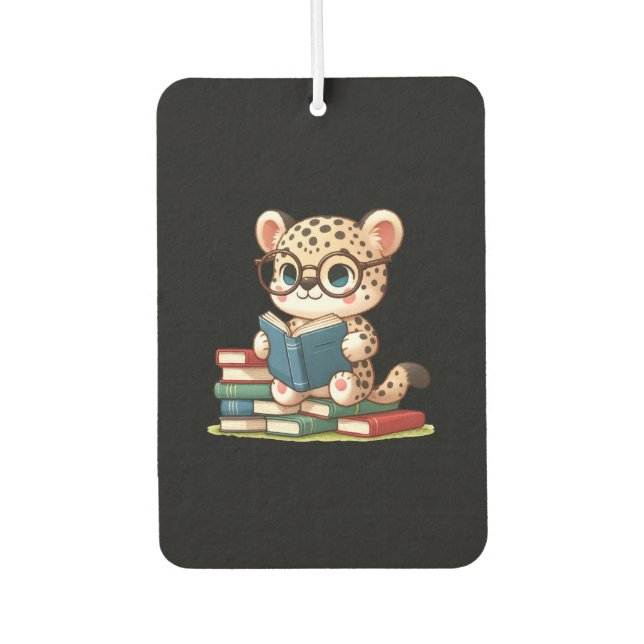 Cute Leopard Reading Air Freshener (Front)
