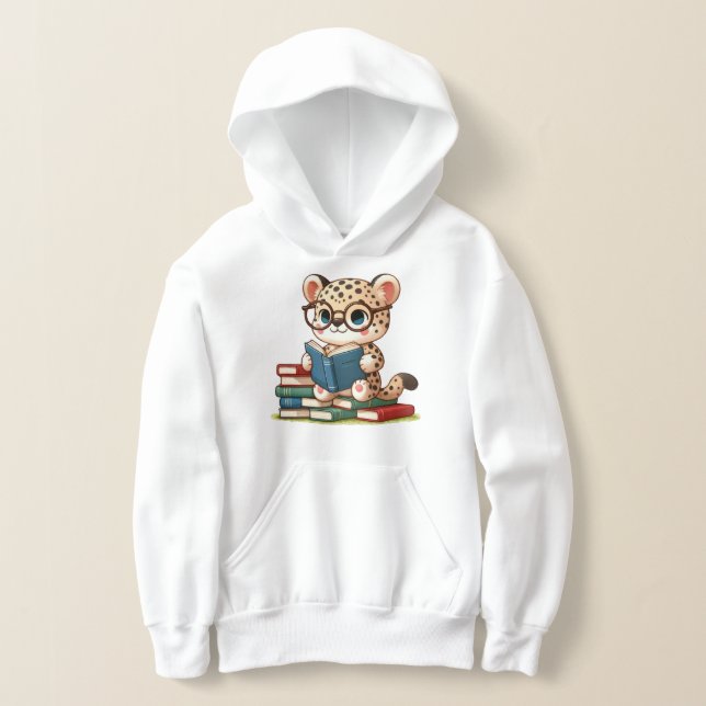 Cute Leopard Reading Hoodie (Laydown)