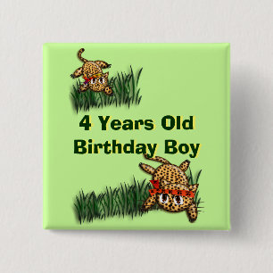 Cute Leopard Safari Birthday Invitation Magnet Pinback Button