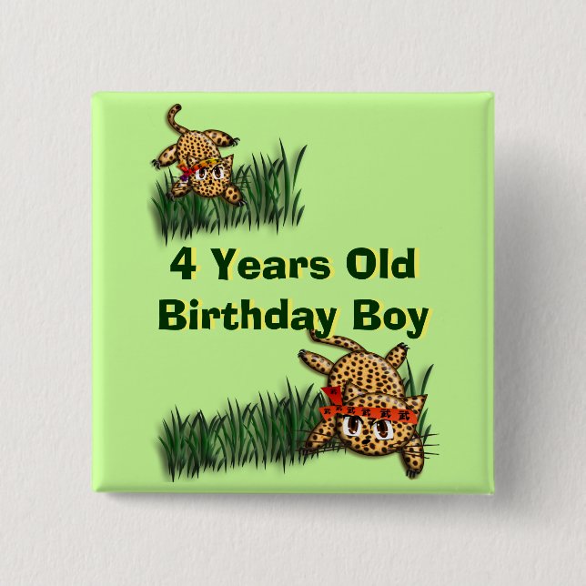 Cute Leopard Safari Birthday Invitation Magnet Pinback Button (Front)