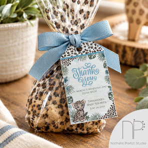 Cute Leopard Safari Boy Baby Shower Thank You Gift Tags