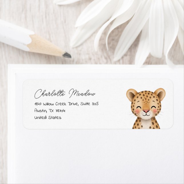 Cute Leopard Safari Return Address Labels (Insitu)