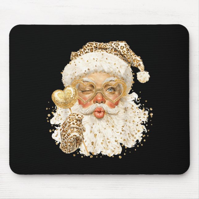 Cute Leopard Santa Claus Merry Christmas 2026 Prep Mouse Pad (Front)