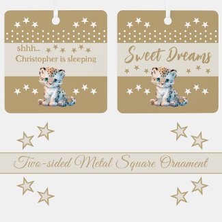 Cute leopard shhh add name is sleeping brown
