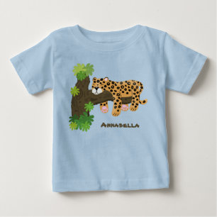 Cute leopard sleeping in tree cartoon illustration baby T-Shirt
