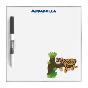 Cute leopard sleeping in tree cartoon illustration dry erase board