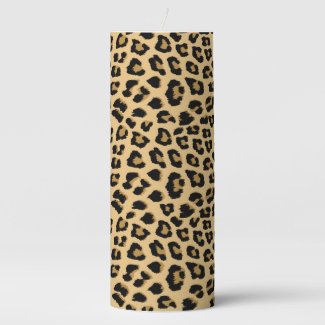Cute Leopard Spots Cat Animal Print Pattern Pillar Candle