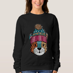 Cute Leopard Winter Hat Adorable Cartoon Sweatshirt