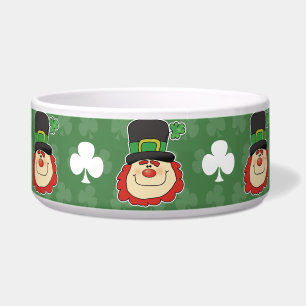 Cute Leprechaun and Shamrocks Pet Dog Food Bowl