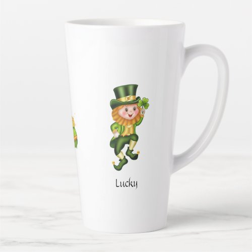 Cute leprechaun calligraphy  pot of gold latte mug