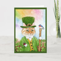 Cute Leprechaun Cat, St Paddy's Day, Spring card