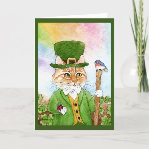 Cute Leprechaun Cat St Paddys Day Spring card