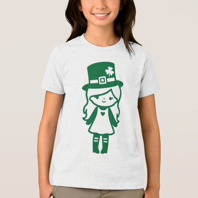 Cute Leprechaun Girl St. Patrick’s Day Tri-Blend Shirt (Front)