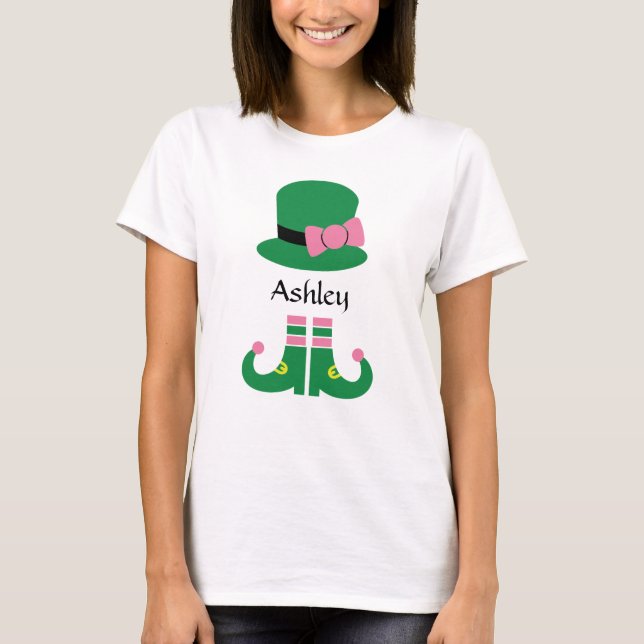 Cute Leprechaun Hat Add Name Women's T-Shirt (Front)