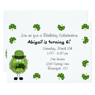 Cute Leprechaun Irish St Patrick's Day Birthday Invitation