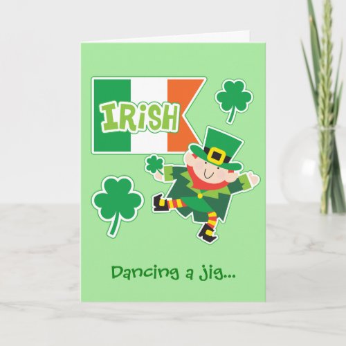 Cute Leprechaun Jig St Patricks Day Card