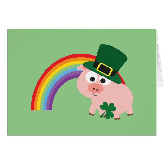 Cute Leprechaun Pig Cards (Front Horizontal)