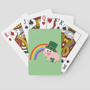 Cute Leprechaun Pig Poker Cards