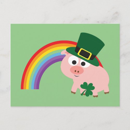 Cute Leprechaun Pig Postcard