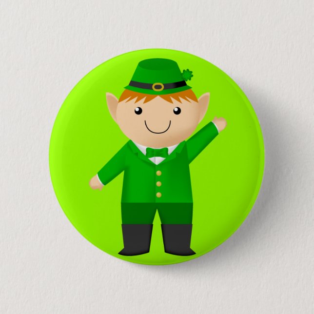 Cute Leprechaun Pinback Button (Front)