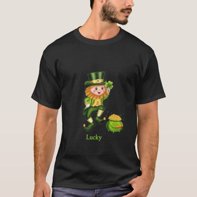 Cute leprechaun & pot of gold T-Shirt (Front)