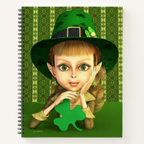 Cute Leprechaun Shamrock Girl Notebook