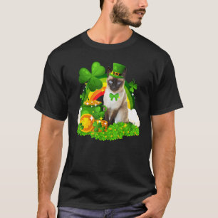 Cute Leprechaun Siamese Cat Lover Owner Saint Patr T-Shirt