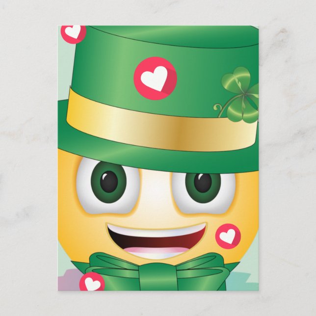 Cute Leprechaun Smile Face Happy St. Patricks Day  Holiday Postcard (Front)